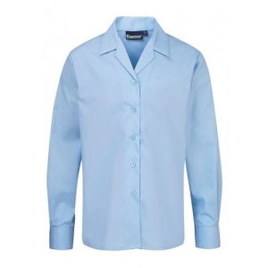 Blue Rever Collar Blouse - Long Sleeves