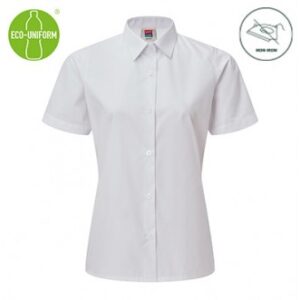 Girls Short Sleeve Blouse with Standard Collar (2pk) - WHITE