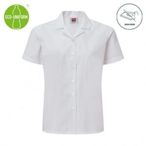 GIRLS White Short Sleeve Blouse with Rever Collar (2pk)