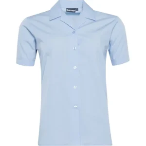 GIRLS Blue Short Sleeve Blouse with Rever Collar (2pk)